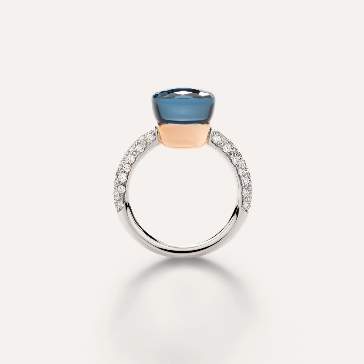 Side View Pomellato_nudo-classic-ring-white-gold-18kt-rose-gold-18kt-blue-london-topaz-turquoise-diamond