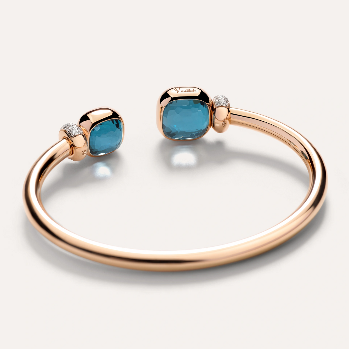 Pomellato Nudo Bangle in 18k Gold with Diamonds, London Blue Topaz - Orsini Jewellers