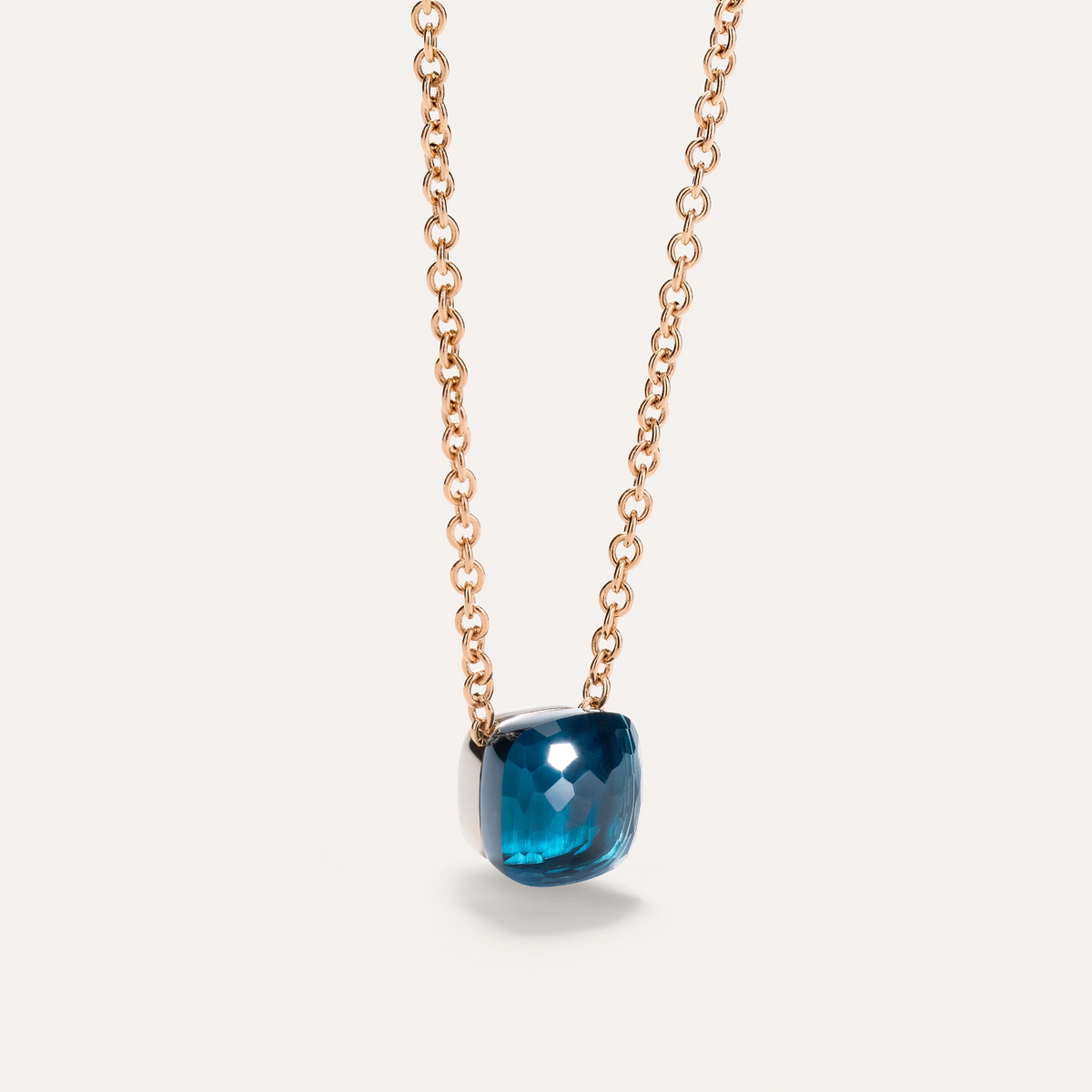 Pomellato Nudo Necklace with Large Pendant, 18k Gold and Blue Topaz