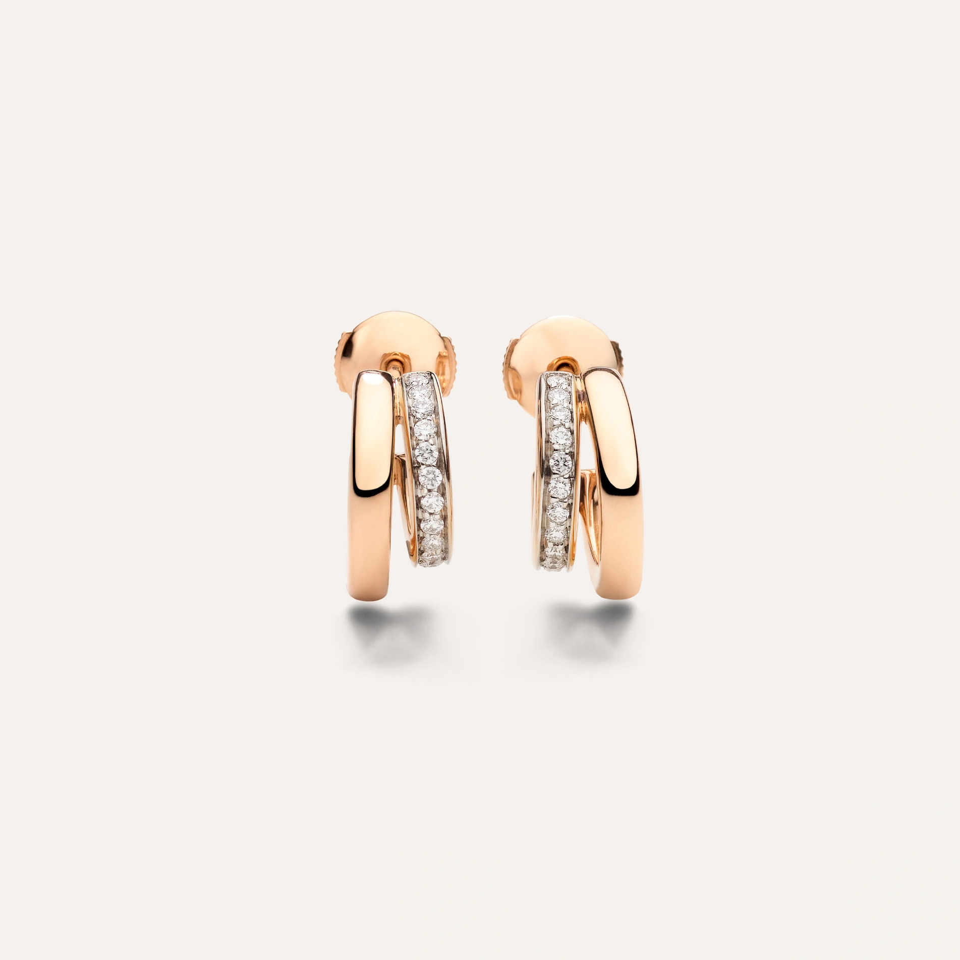 Pomellato Together Double Loop Earrings in 18k Rose Gold with White Diamonds - Orsini Jewellers