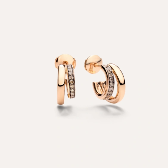Pomellato Together Double Loop Earrings in 18k Rose Gold with Brown Diamonds - Orsini Jewellers