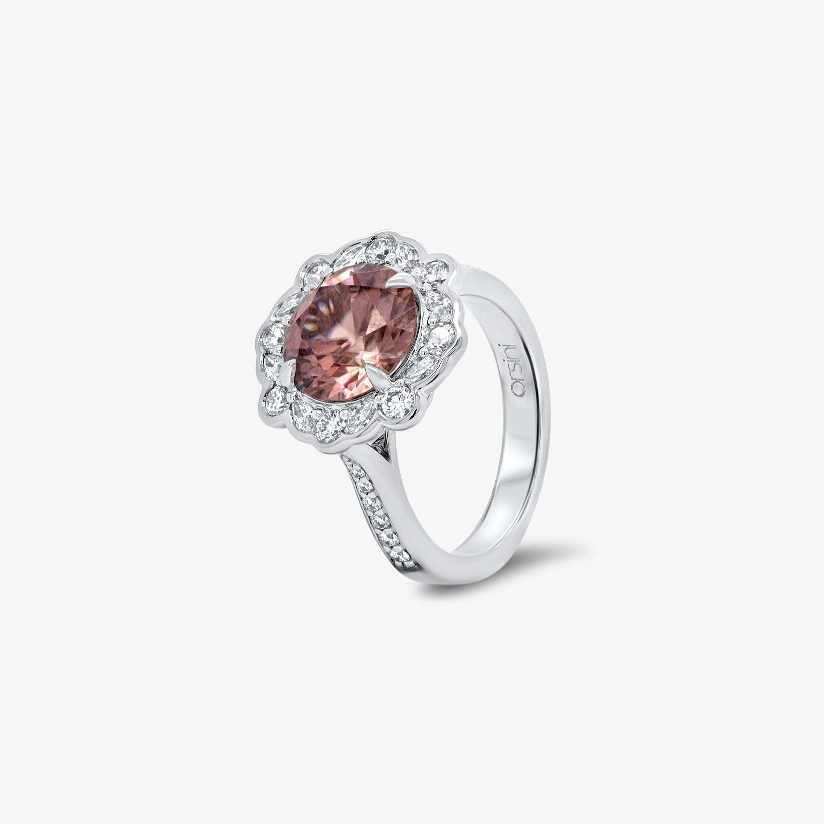 Pink Zircon and Diamond Ring in 18k White Gold Orsini Fine Jewellery