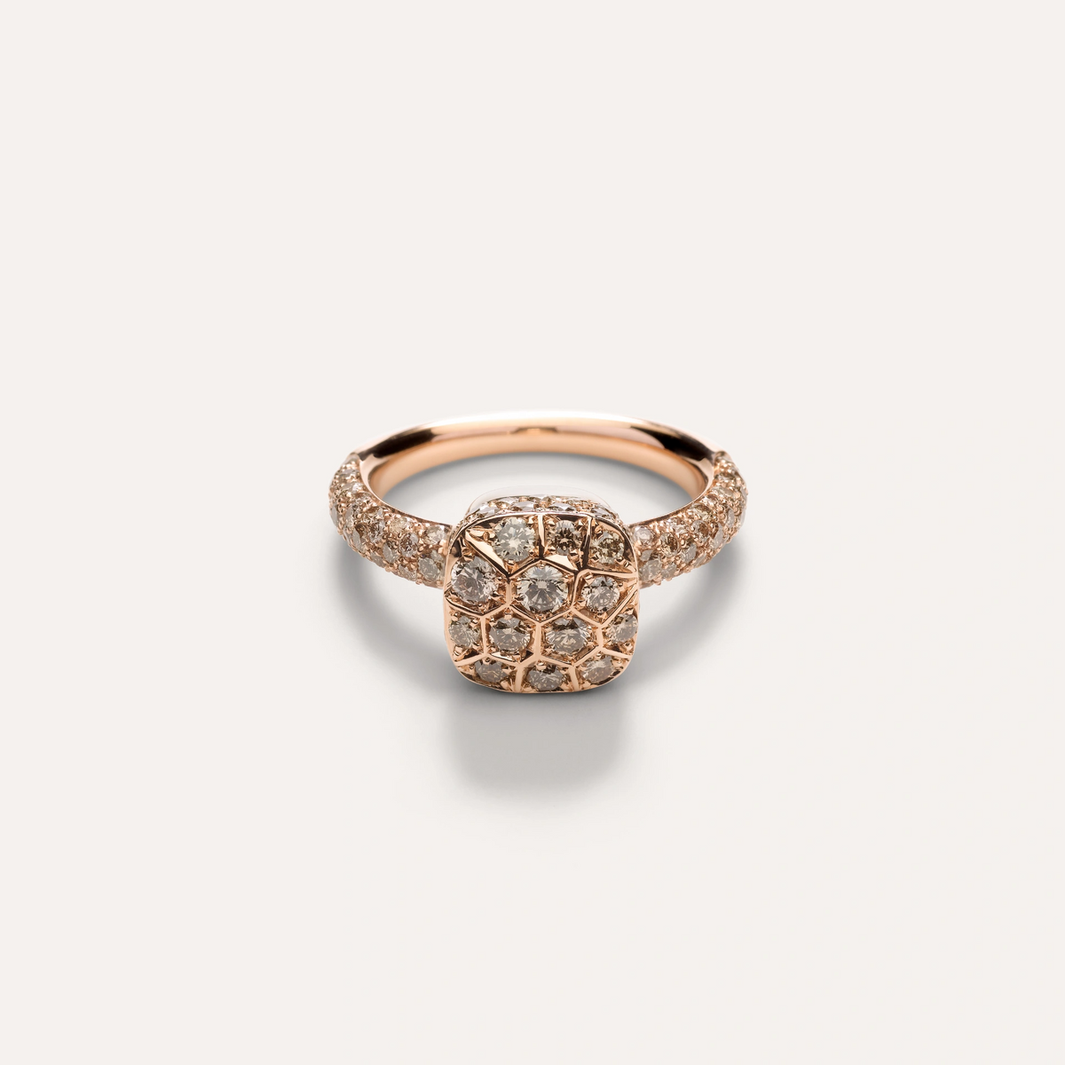 Pomellato Classic Nudo Ring with brown diamonds and 18k rose and white gold