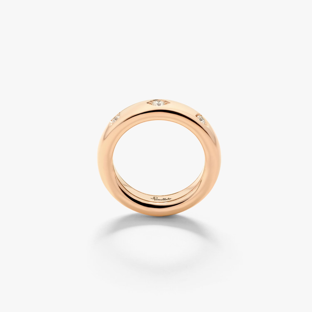 Pomellato Iconica Slim Ring in 18k Rose Gold with Diamonds (Extra Slim) Orsini