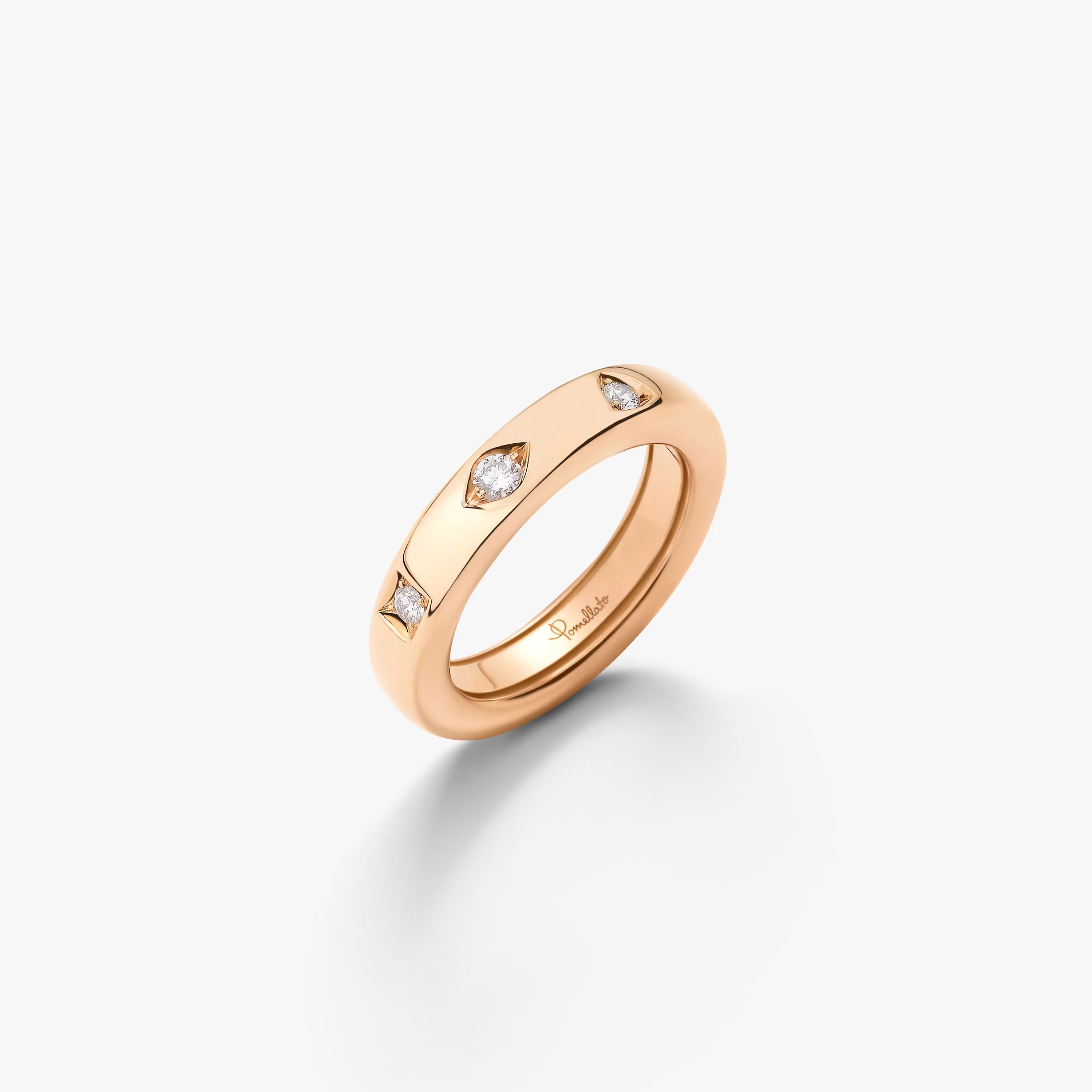 Pomellato Iconica Slim Ring 18k Rose Gold with Diamonds (Extra Slim)