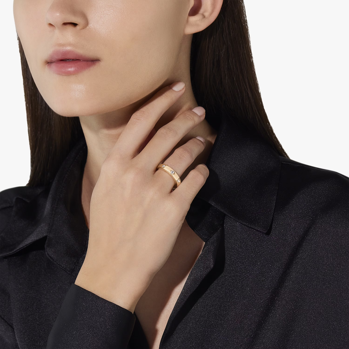 Pomellato Iconica Slim Ring in 18k Rose Gold with Diamonds (Extra Slim)