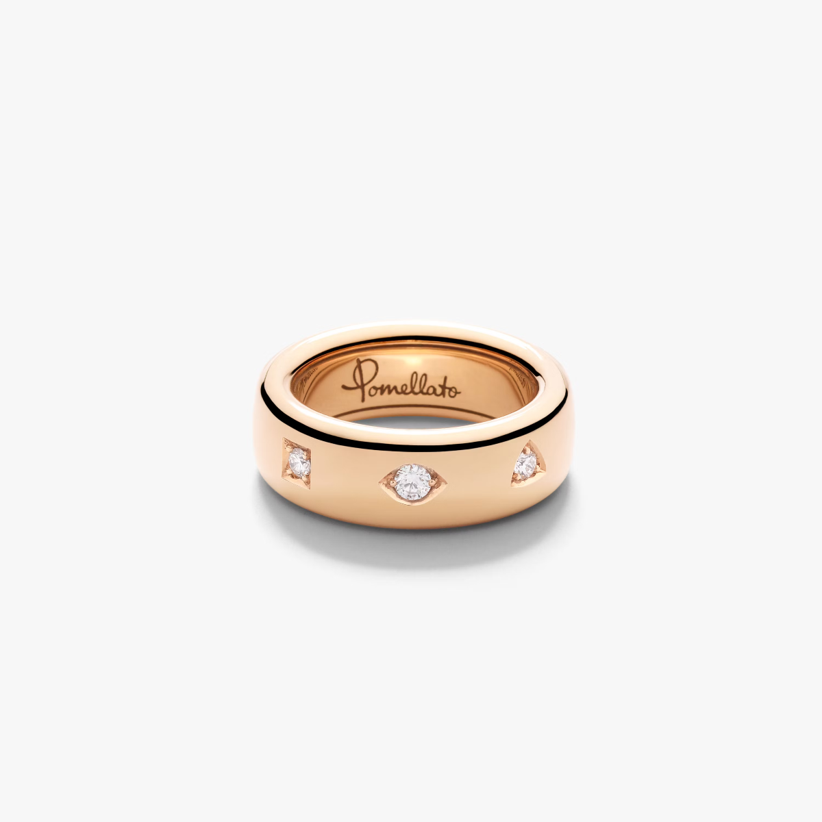 Pomellato Iconica Slim Ring in 18k Rose Gold with Diamonds (Slim) PAC4006_O7000_DB000