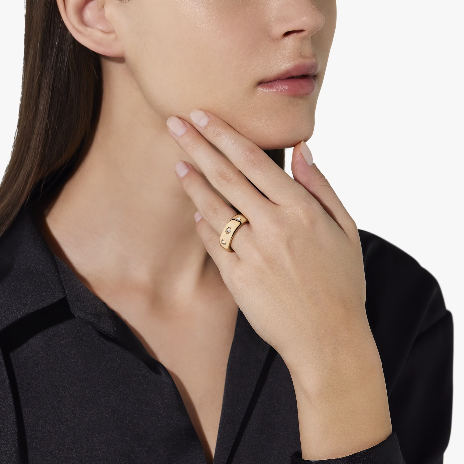 Pomellato Iconica Slim Ring in 18k Rose Gold with Diamonds
