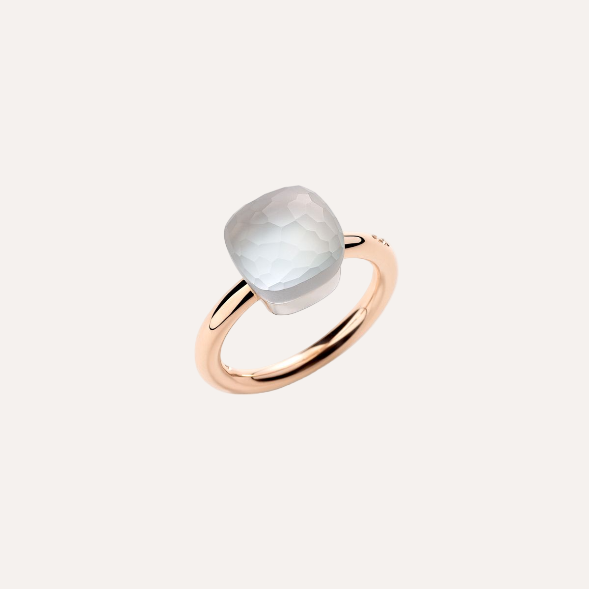 Pomellato Nudo Gelé Ring 18k Gold with White Quartz and Mother of Pearl