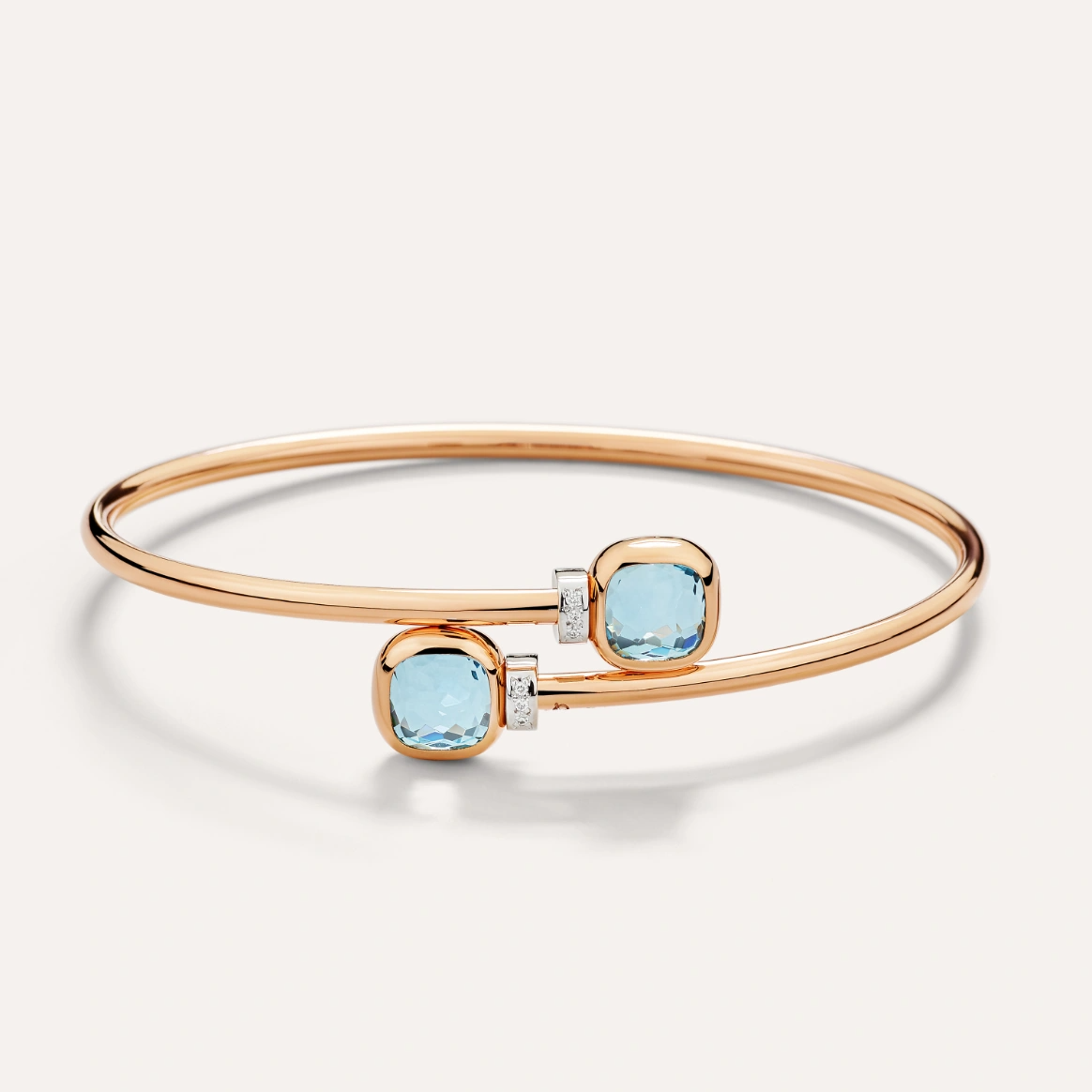 Pomellato Nudo Mini Bangle Bracelet with Sky Blue Topaz and Diamond Detail