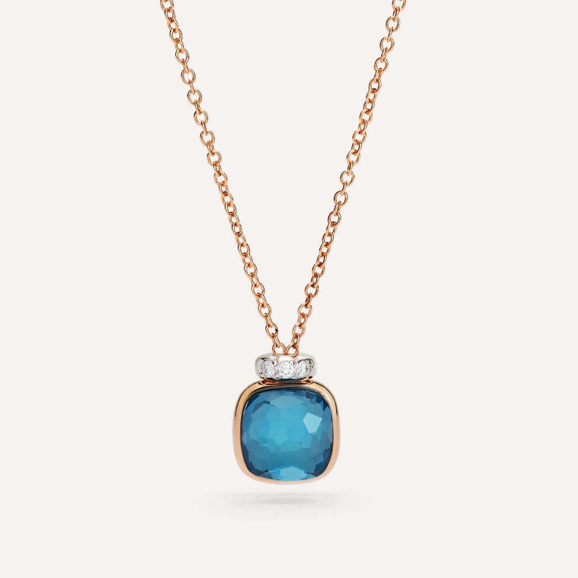 Pomellato Nudo Mini Necklace with London Blue Topaz and Diamonds PCC5020O6WHRDB0TL