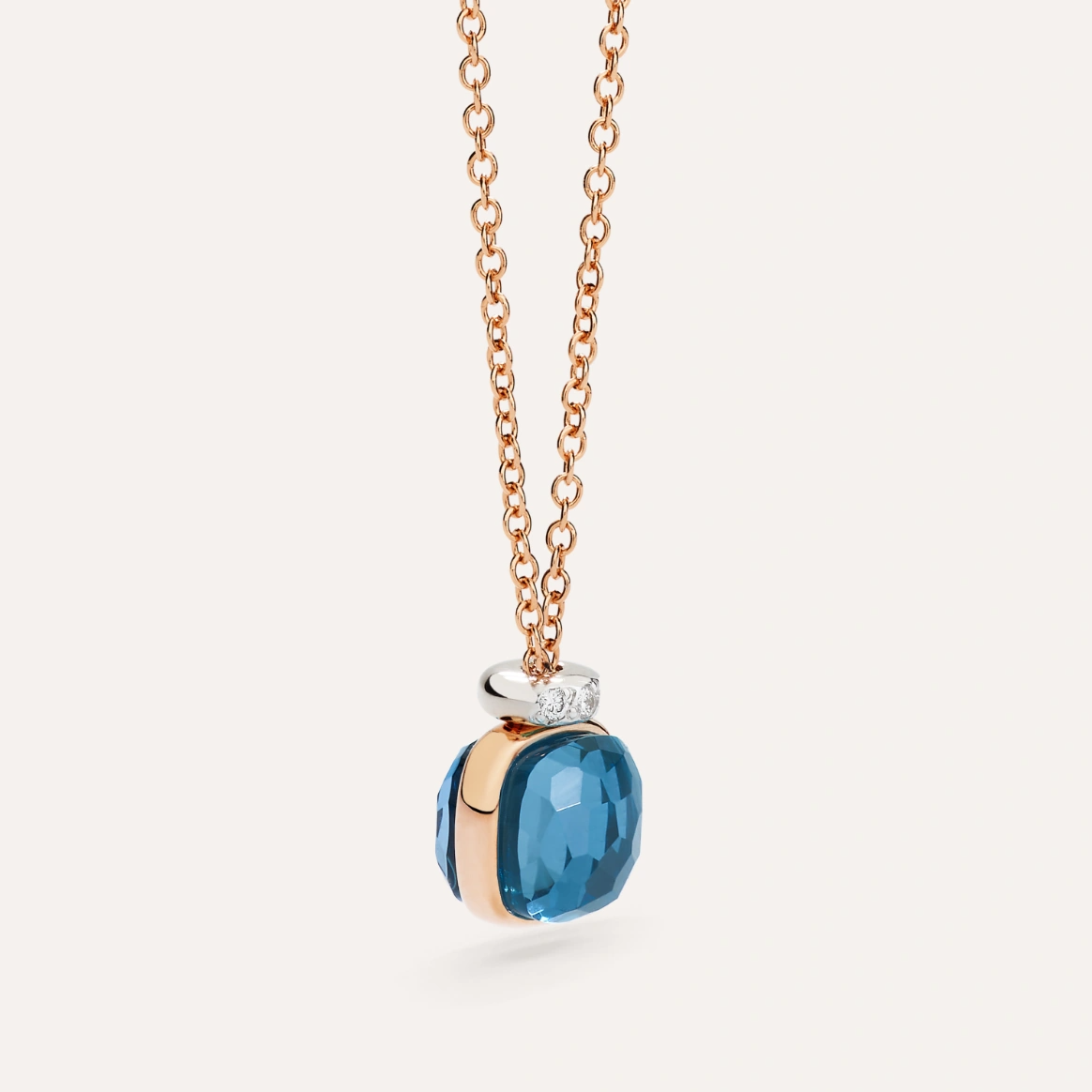 Pomellato Nudo Mini Necklace with London Blue Topaz and Diamonds PCC5020O6WHRDB0TL