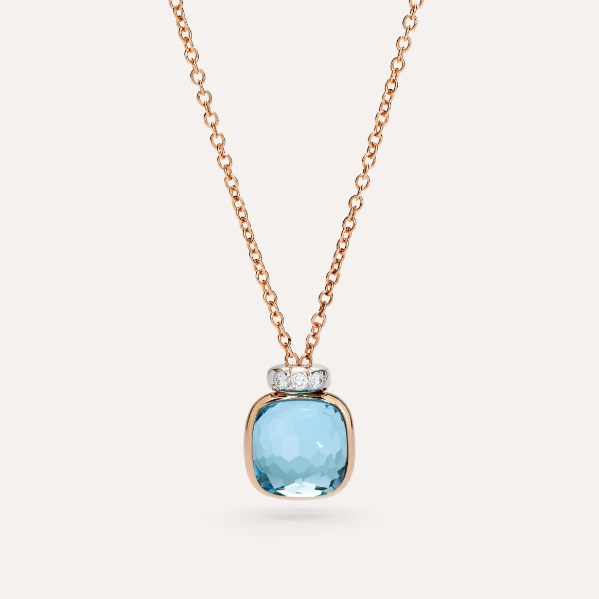 Pomellato Nudo Mini Necklace with Sky Blue Topaz and Diamonds