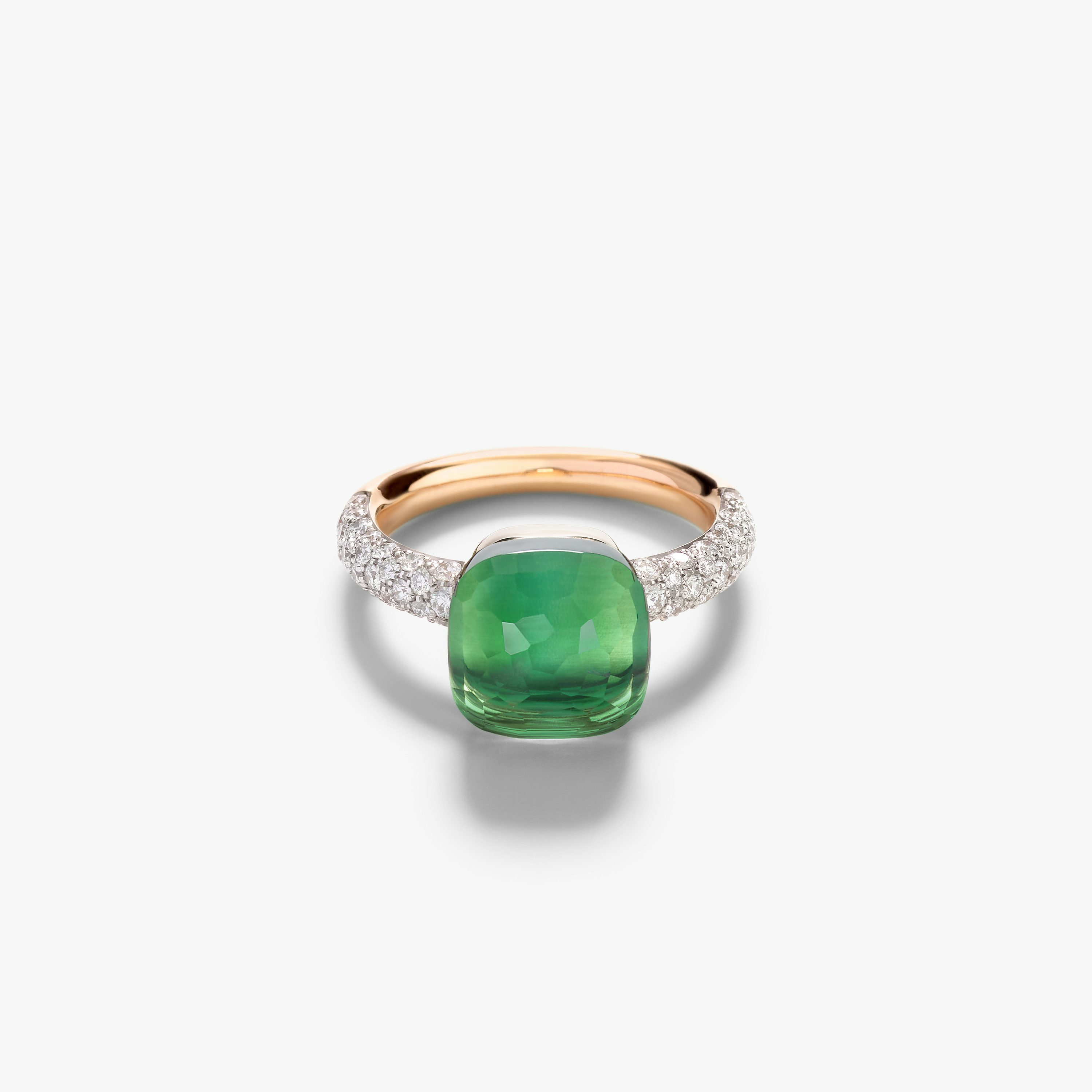 Pomellato Nudo Ring 18k Gold Prasiolite with Green Agate and Diamonds