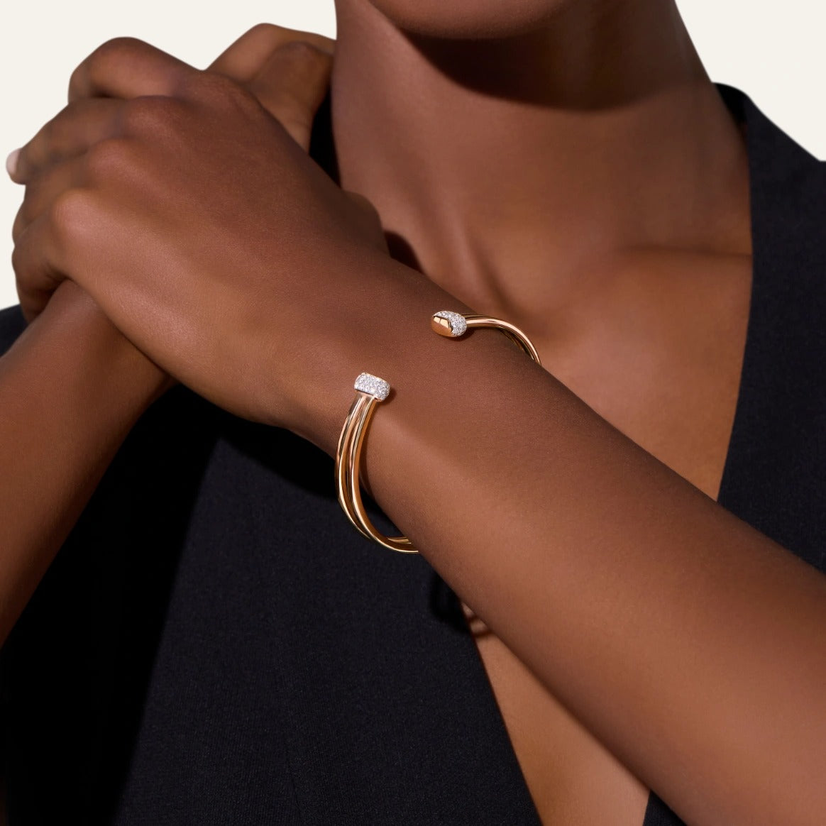 Pomellato Together Bangle in 18k Rose Gold with White Diamonds PBC5010_O7WHR_DB000