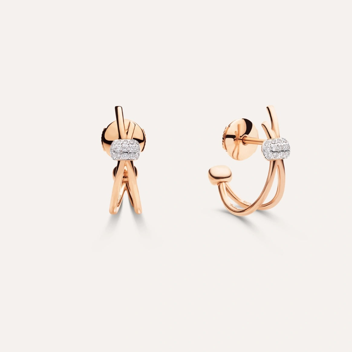 Pomellato Together Crossover Diamond Earrings in 18k Gold with Diamonds