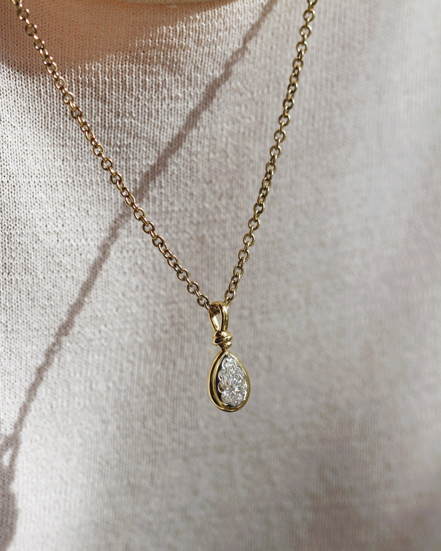 Rosa Pear Diamond Pendant in Yellow Gold