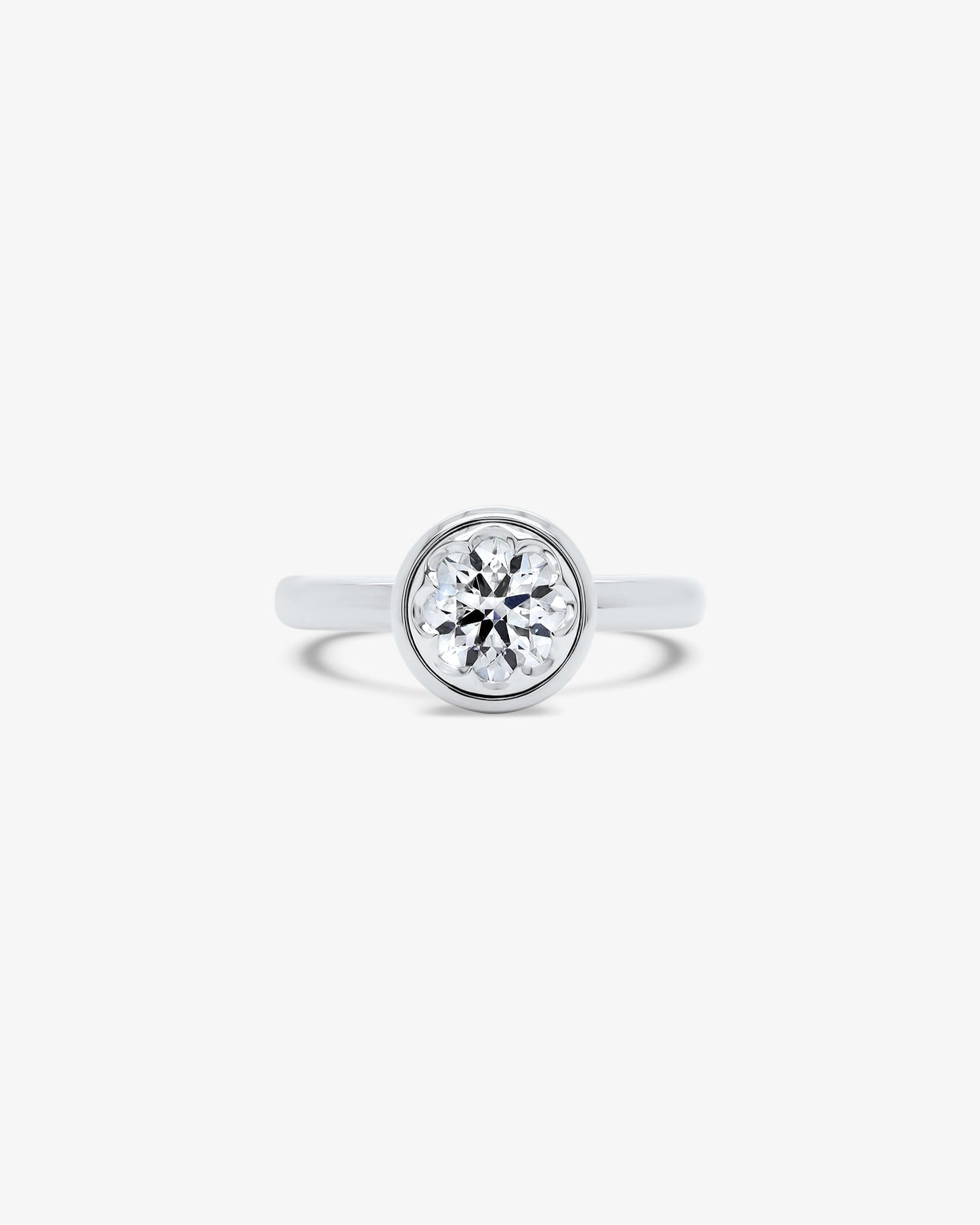 Rosa Solitaire Diamond Engagement Ring in White Gold
