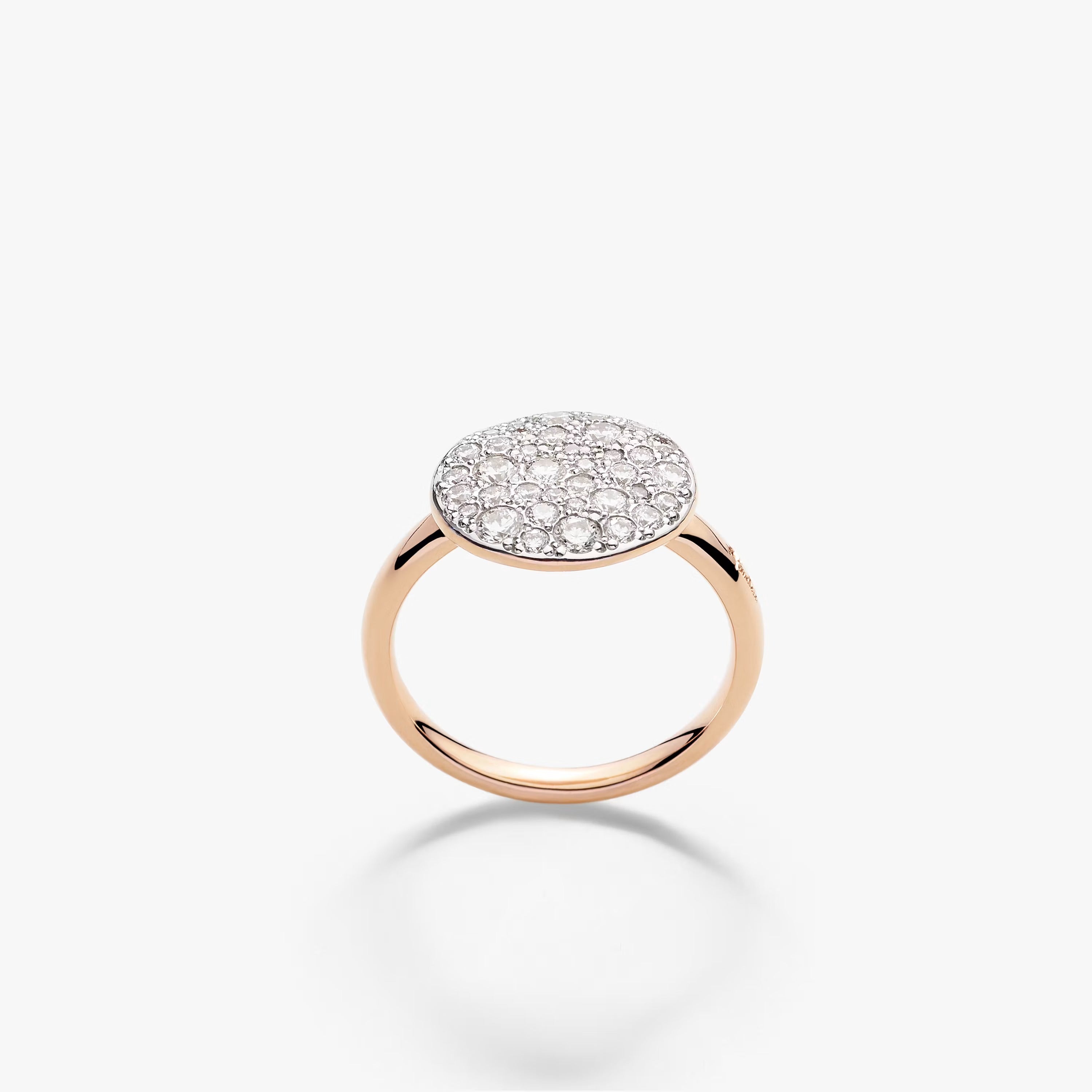 Pomellato Sabbia Ring in 18k Rose Gold with White Pave Diamonds large