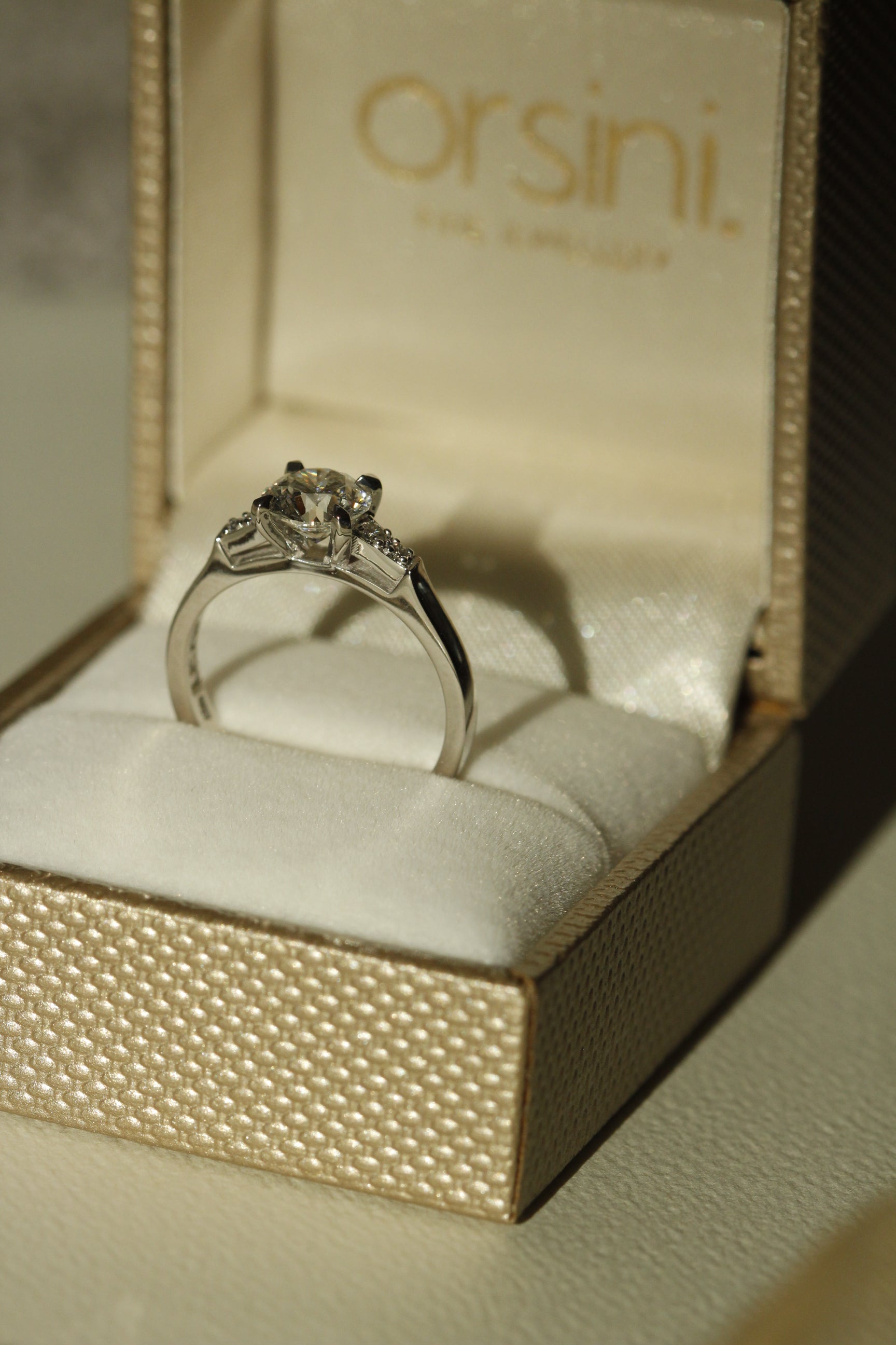 Diamond Engagement Ring in Platinum in Engagement Ring Box Galvani Design