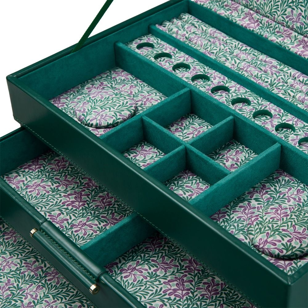 Sophia Forest Green Large Jewellery Box with Floral Detail orsini fine jewellery