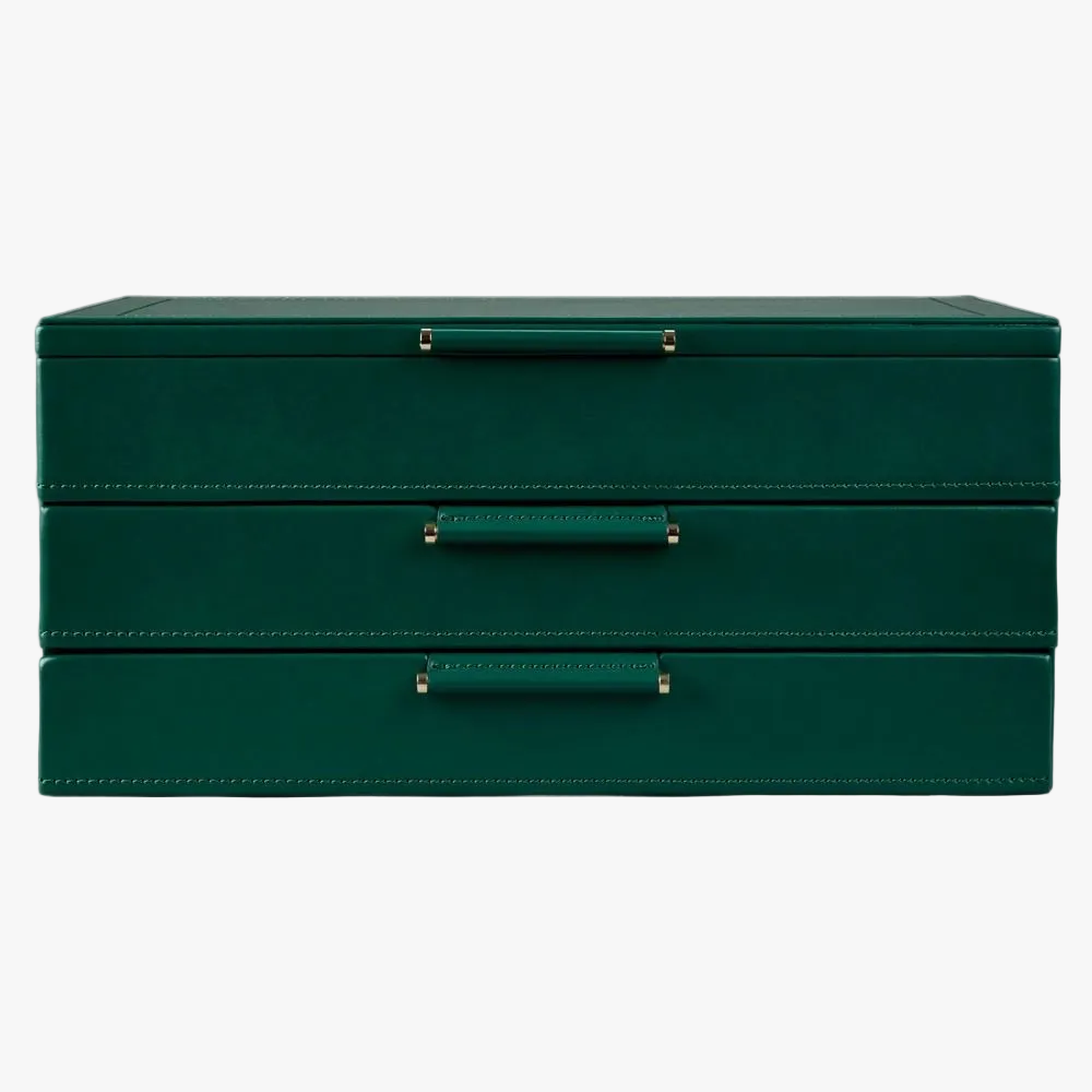 Sophia Forest Green Large Jewellery Box with Floral Detail 399312 orsini