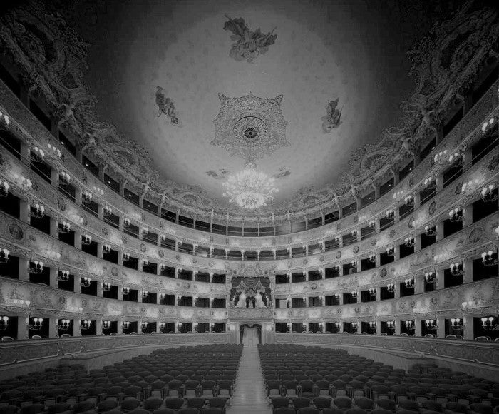 Teatro La Fenice black and white image for Le Fenice halo engagement ring design of a theatre in Venice Italy Orsini Fine Jewellery 