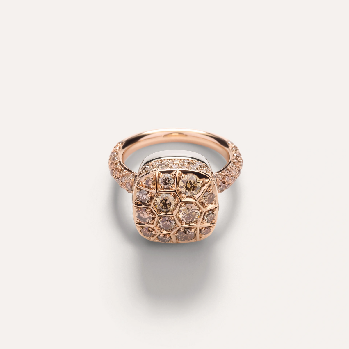 Top Down View Nudo Assoluto Ring with Brown Diamonds in 18k Gold