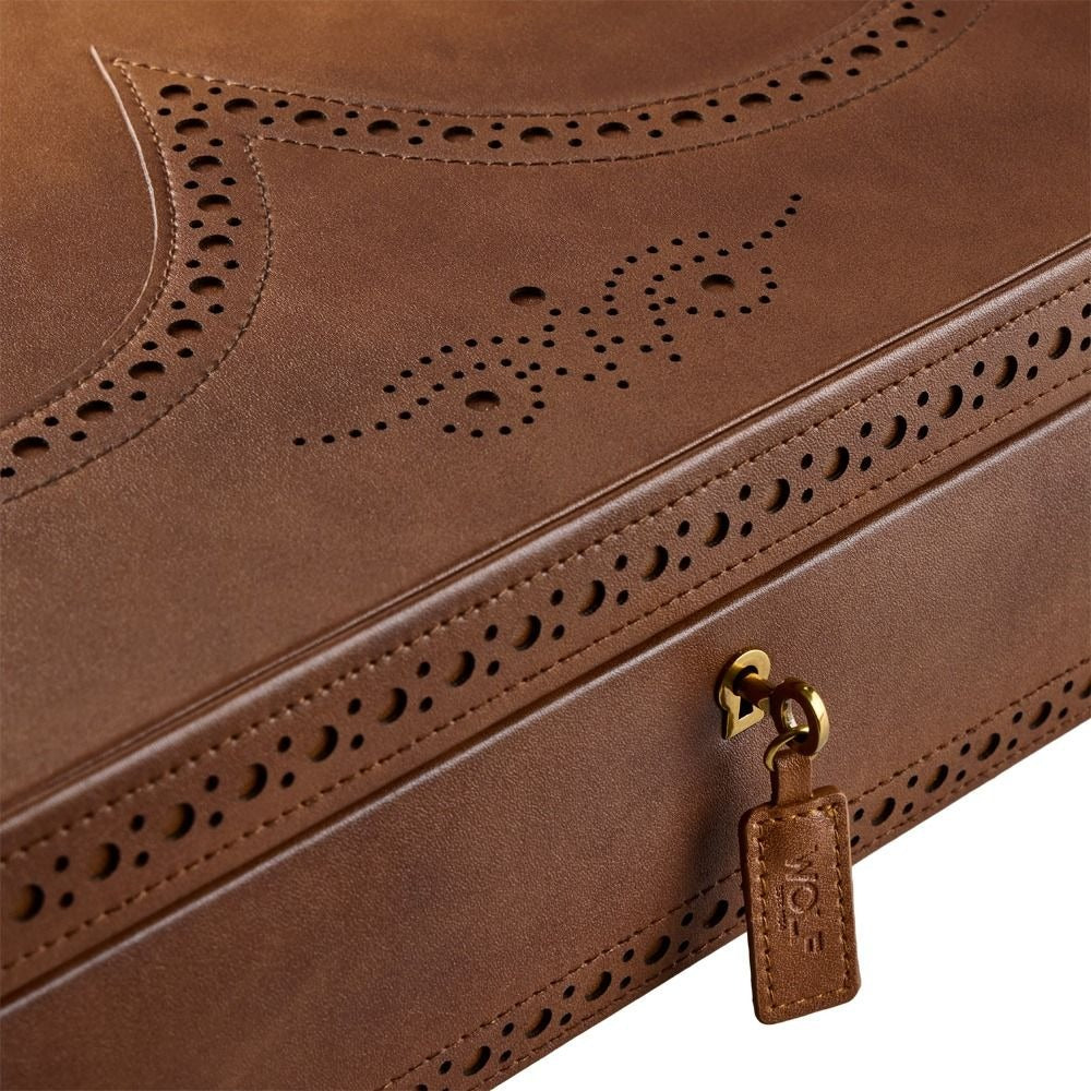 WOLF Brogue Watch Box With Storage for Ten Watches Orsini Close Up