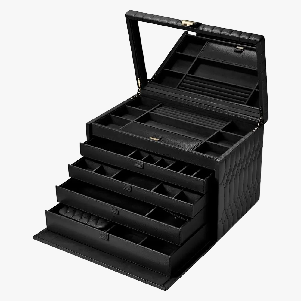 WOLF Lauren Extra Large Jewellery Box in Black, draws open quality leather
349902 orsini fine jewellery