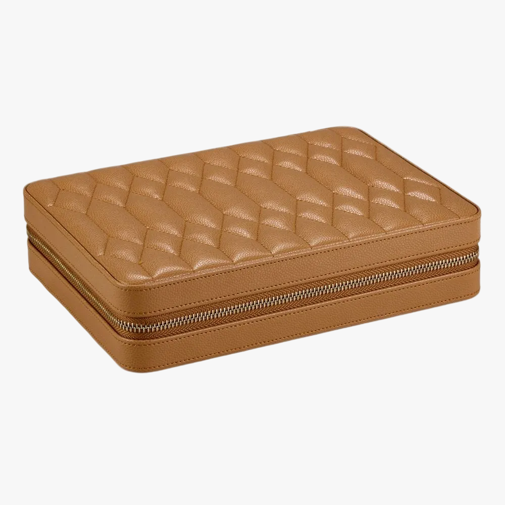 The WOLF Lauren Large Zip Jewellery Case in caramel leather offers elegant storage for your treasured jewellery at home and while travelling. Beautifully crafted with thoughtfully organised compartments, it combines timeless design with exceptional functionality.