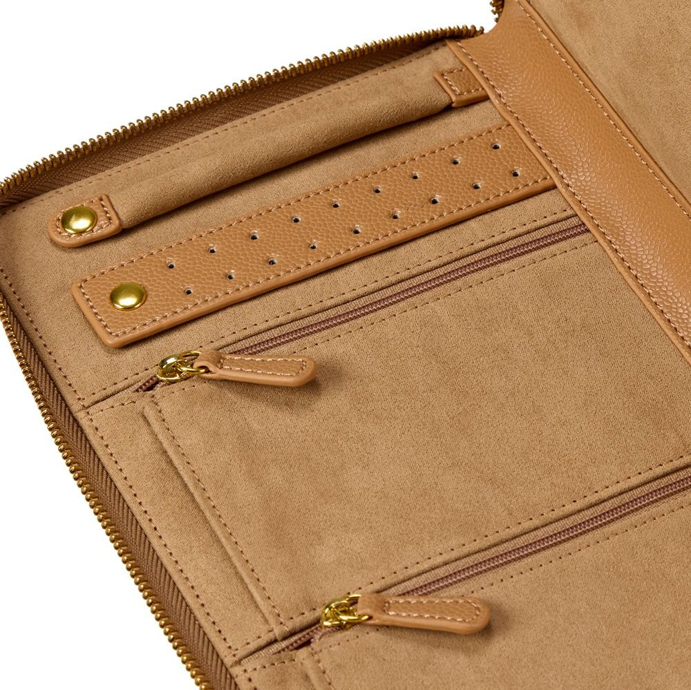 Lauren Jewellery Portfolio in Caramel, Jewellery Travel Case