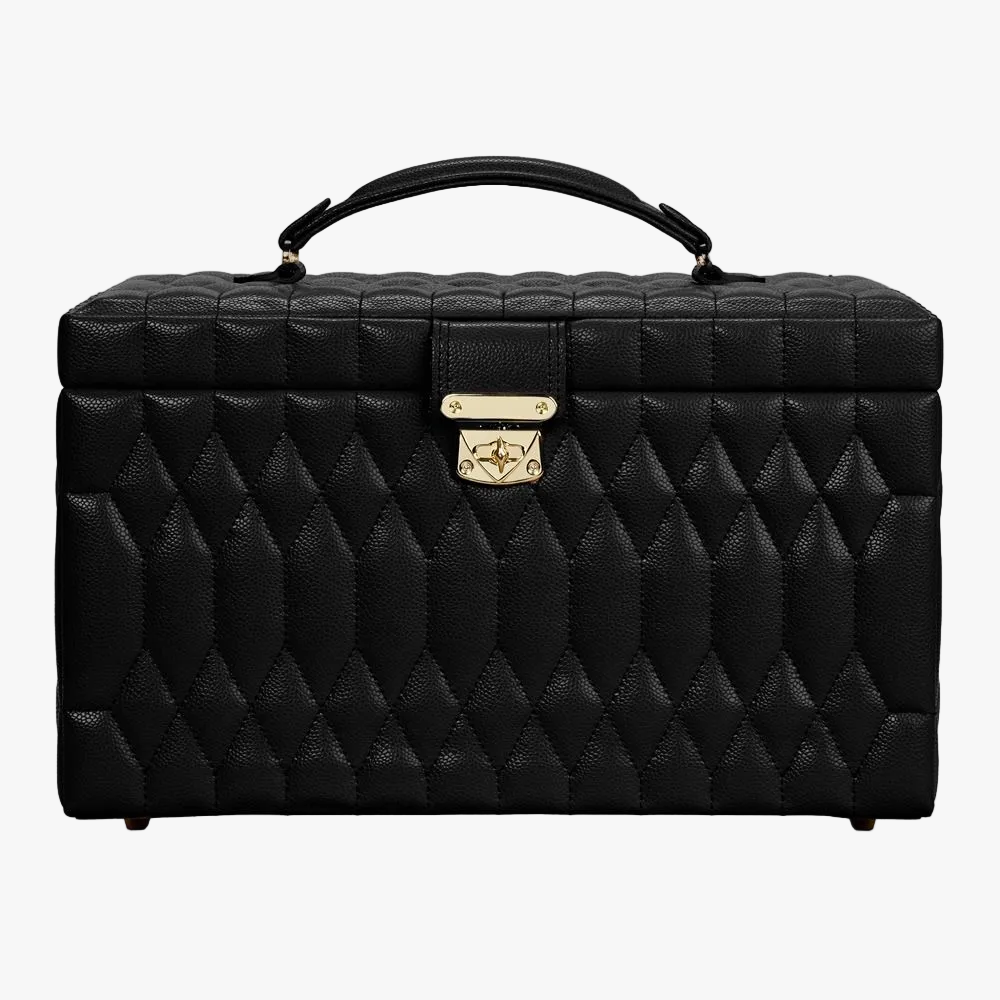 WOLF Lauren Large Jewellery Box in Black Store your jewellery safely at home