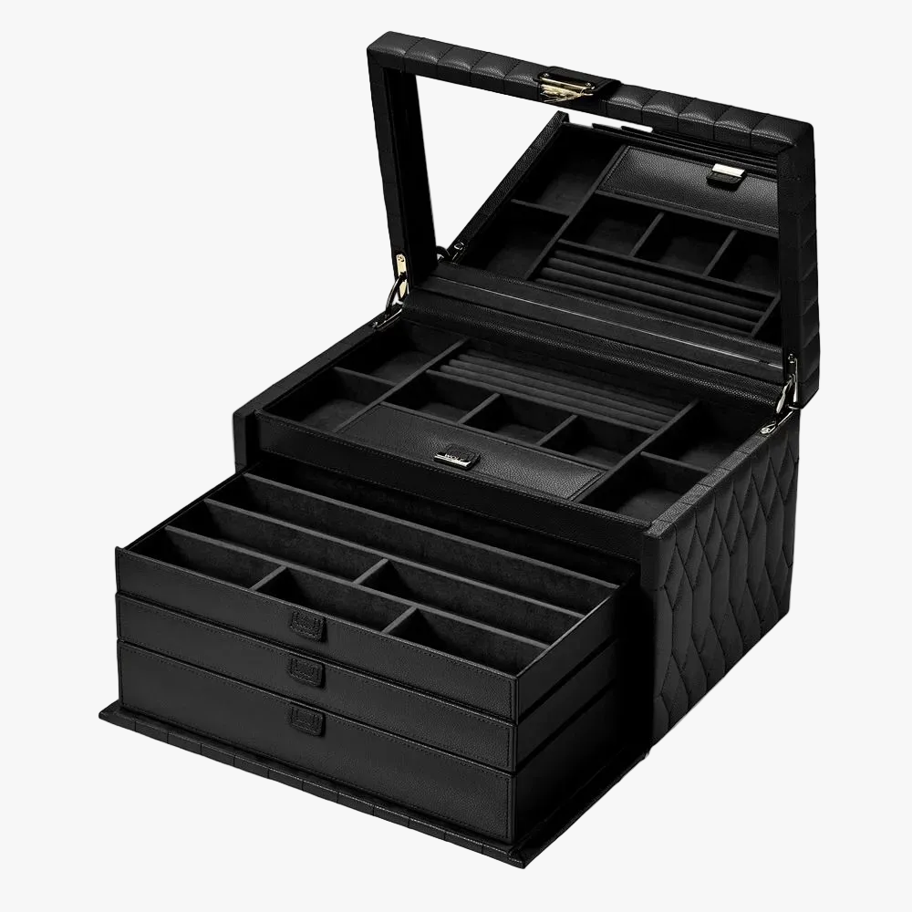 WOLF Lauren Large Jewellery Box in Black Store jewellery in your home