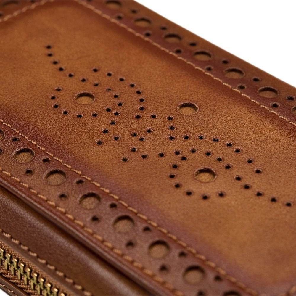 WOLF Brogue Two Piece Watch Zip Case Orsini Detail