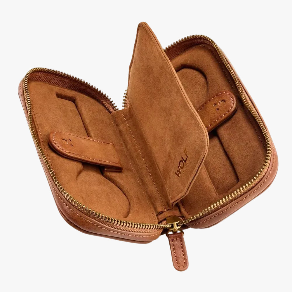 WOLF Brogue Two Piece Watch Zip Case Orsini Inside Open