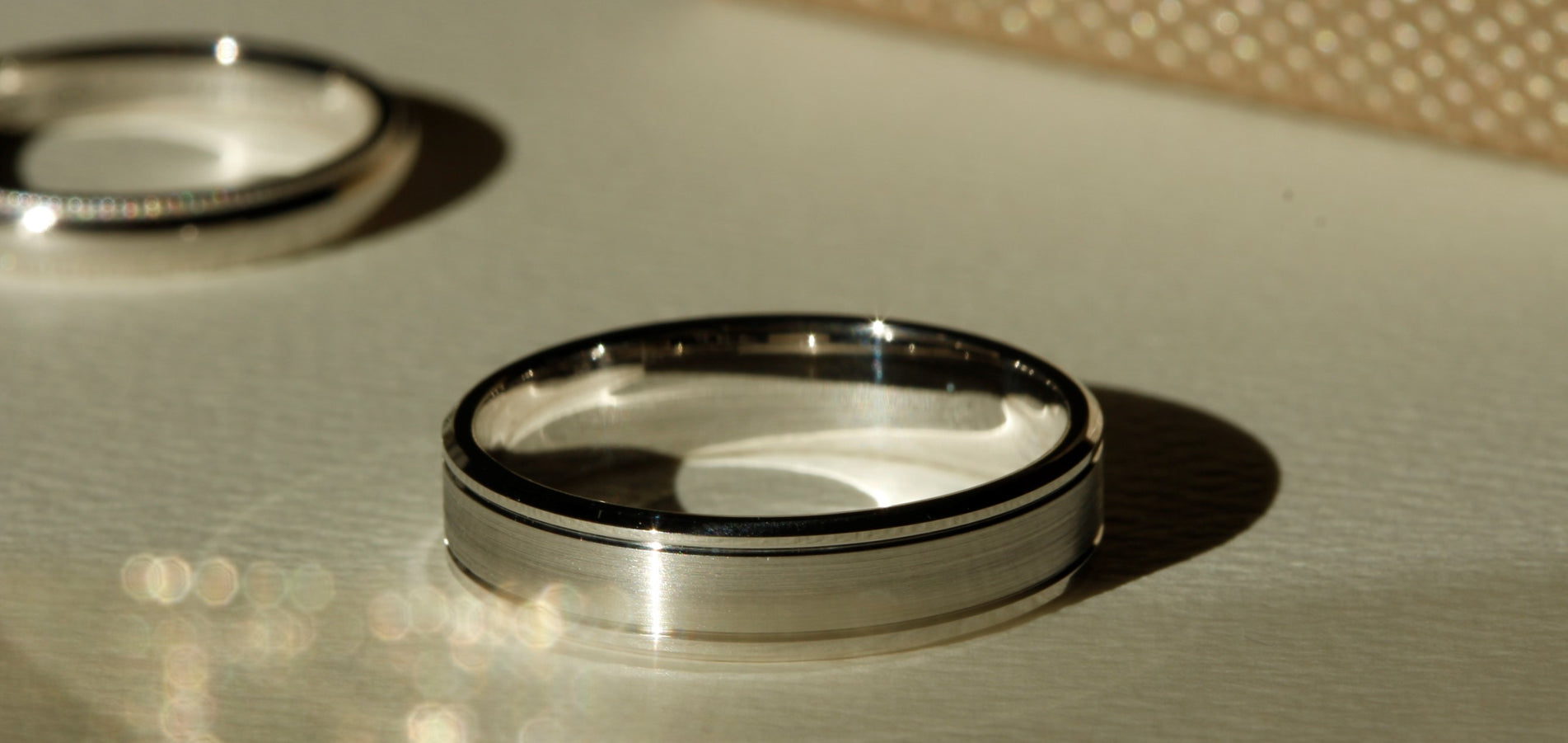 18k white gold mens wedding rings banner image