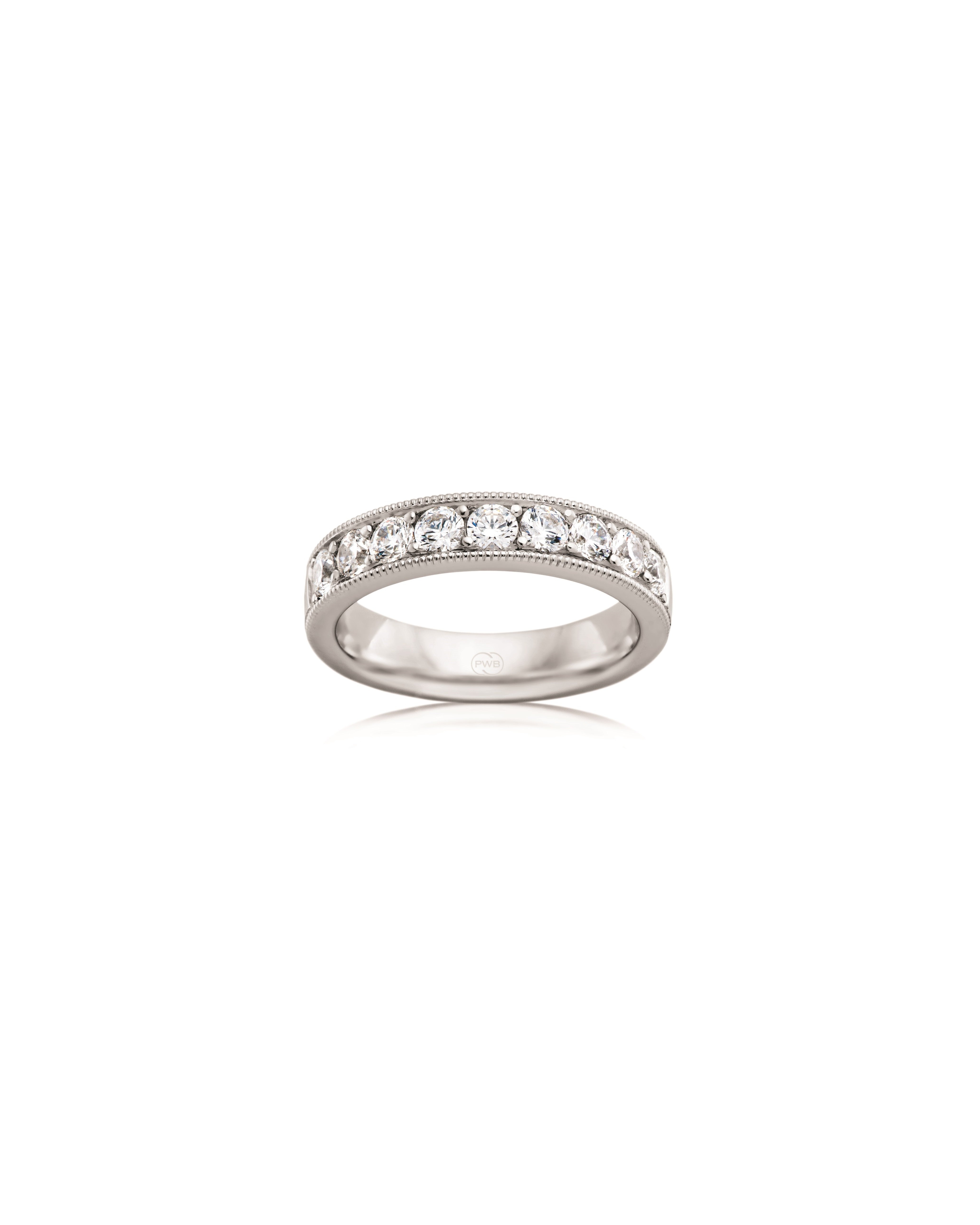 Extra Large Milgrain Patterned Diamond Wedding Ring
