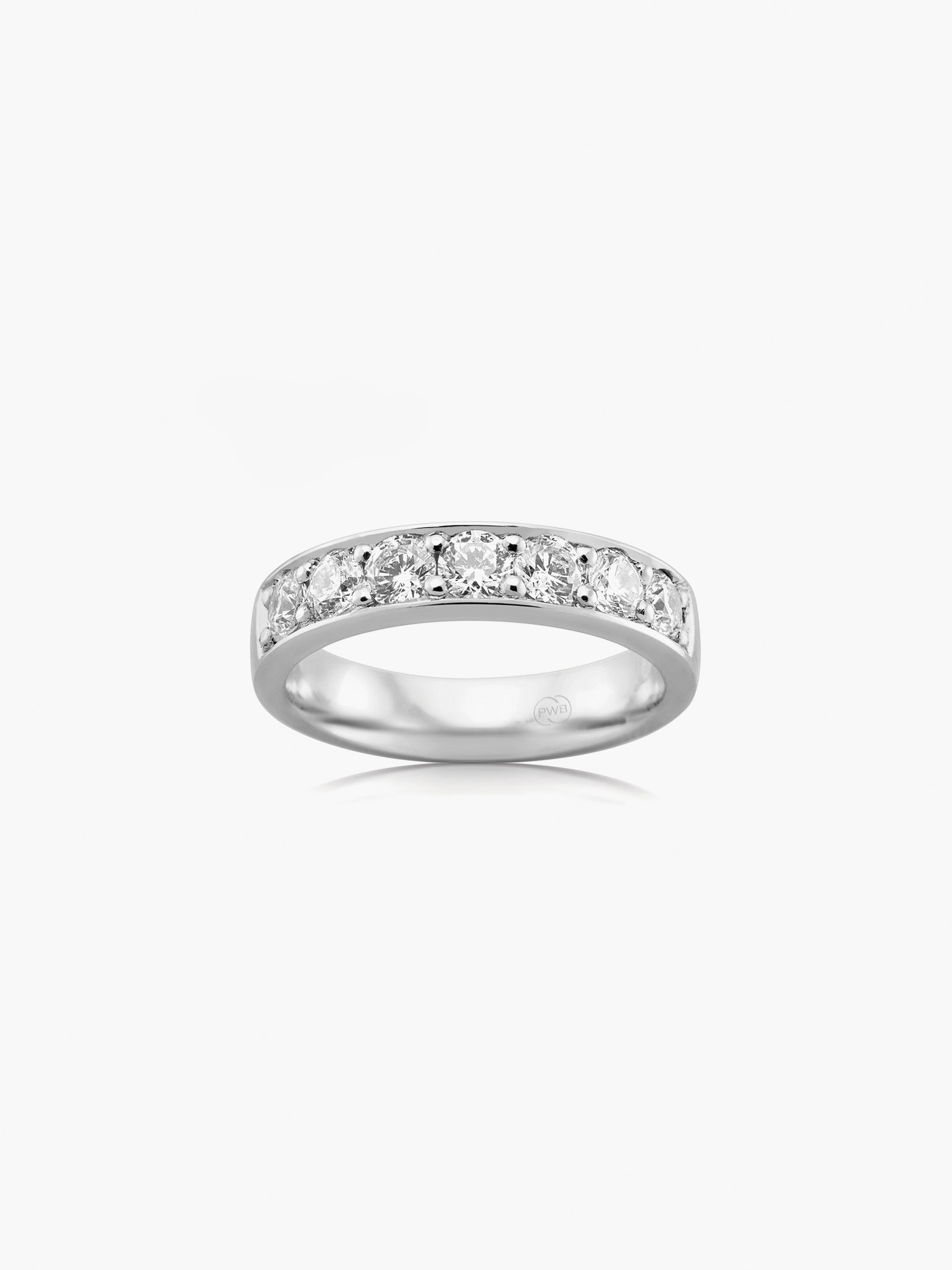 White Gold Wide Bead Set Diamond Wedding Ring