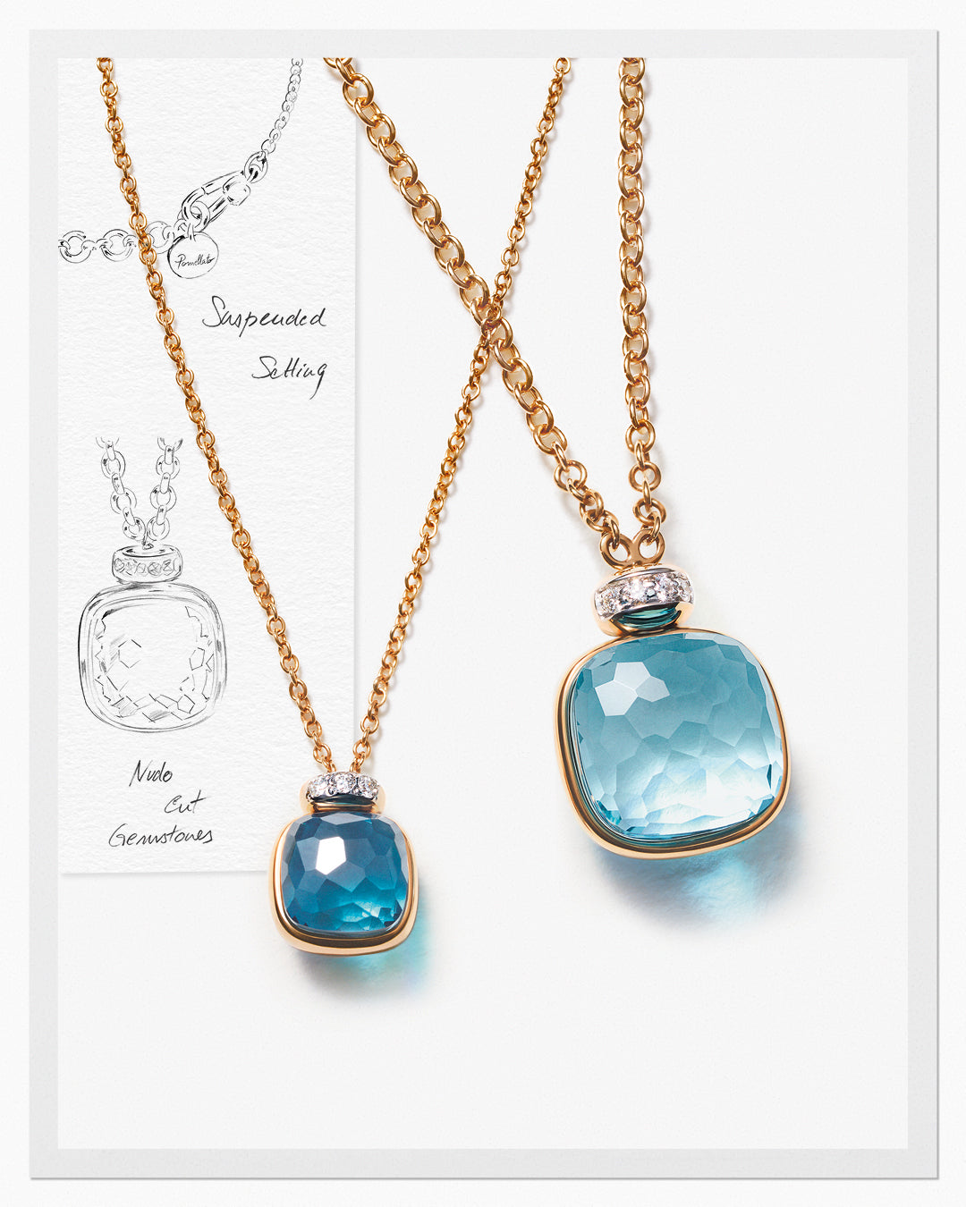 Pomellato Nudo Necklace with London Blue Topaz and Diamonds