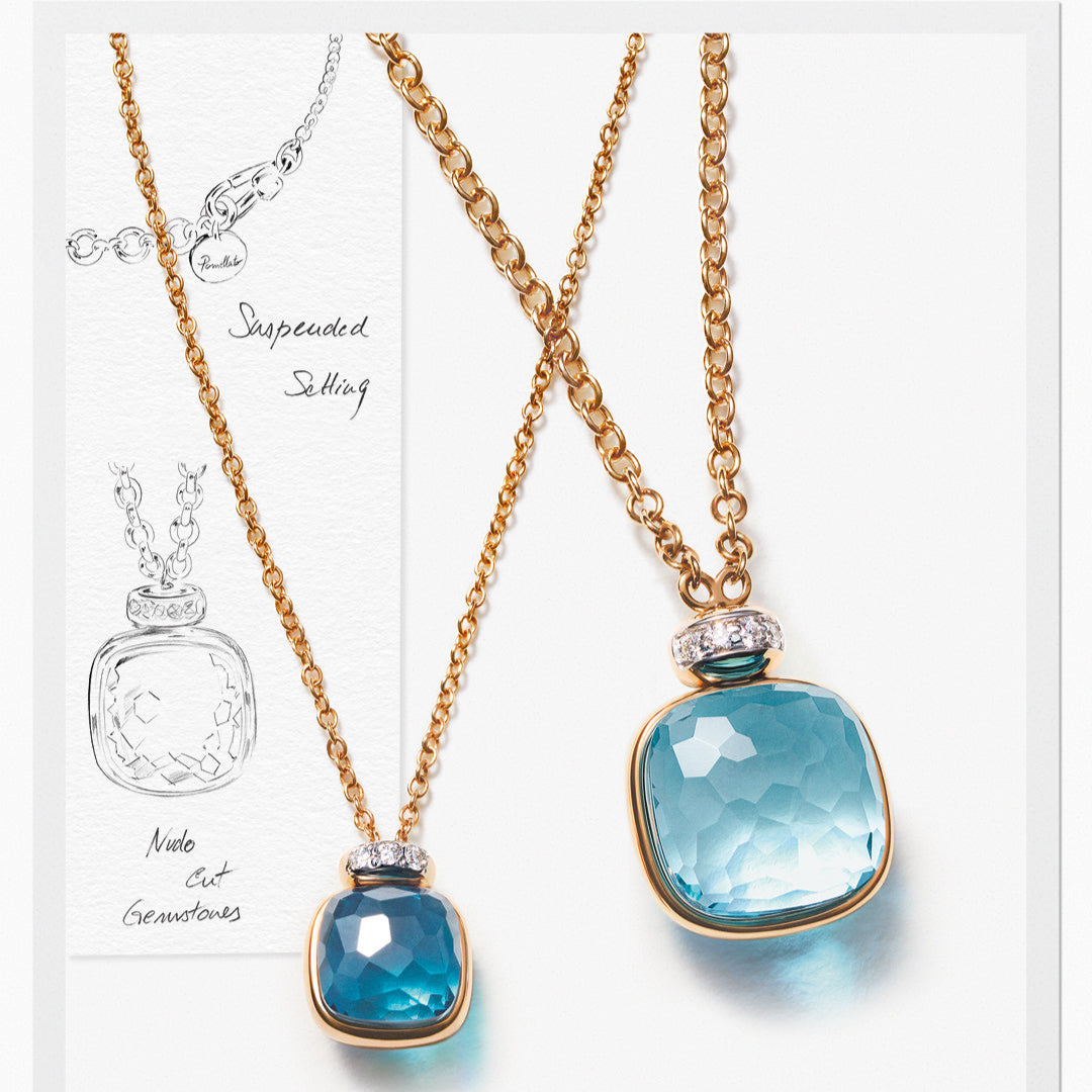 Pomellato Nudo Mini Necklace with London Blue Topaz in 18k gold