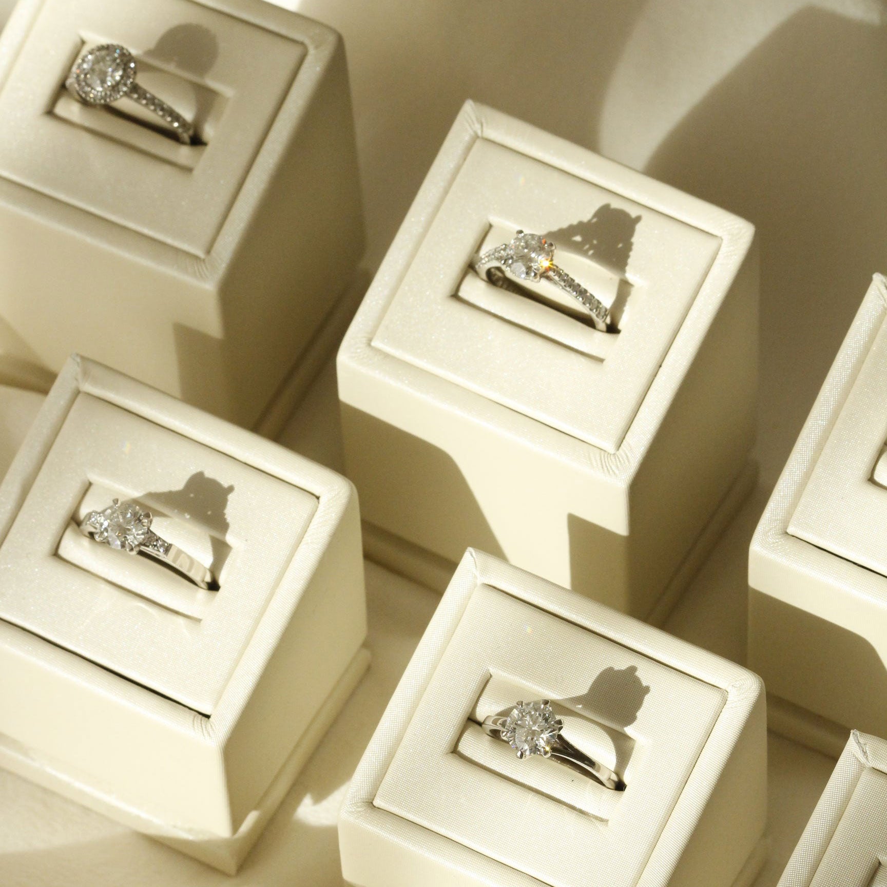 Signature Engagement Ring Collection in Ring Stands