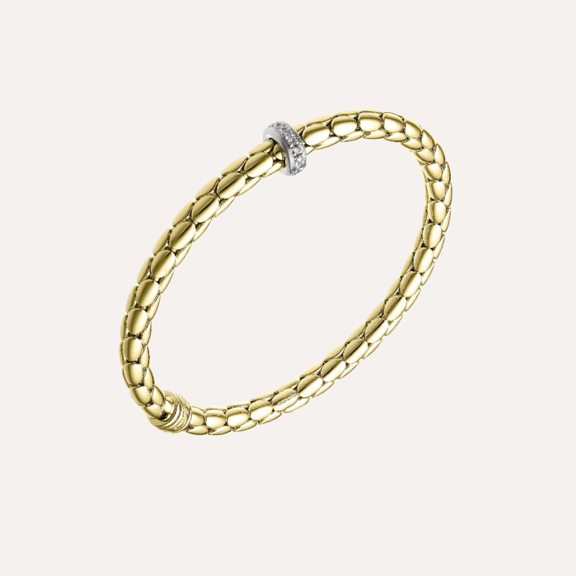 Chimento Stretch Spring Bracelet (Large, 1 Disc) in 18k Yellow and White Gold with White Diamonds - Orsini Jewellers