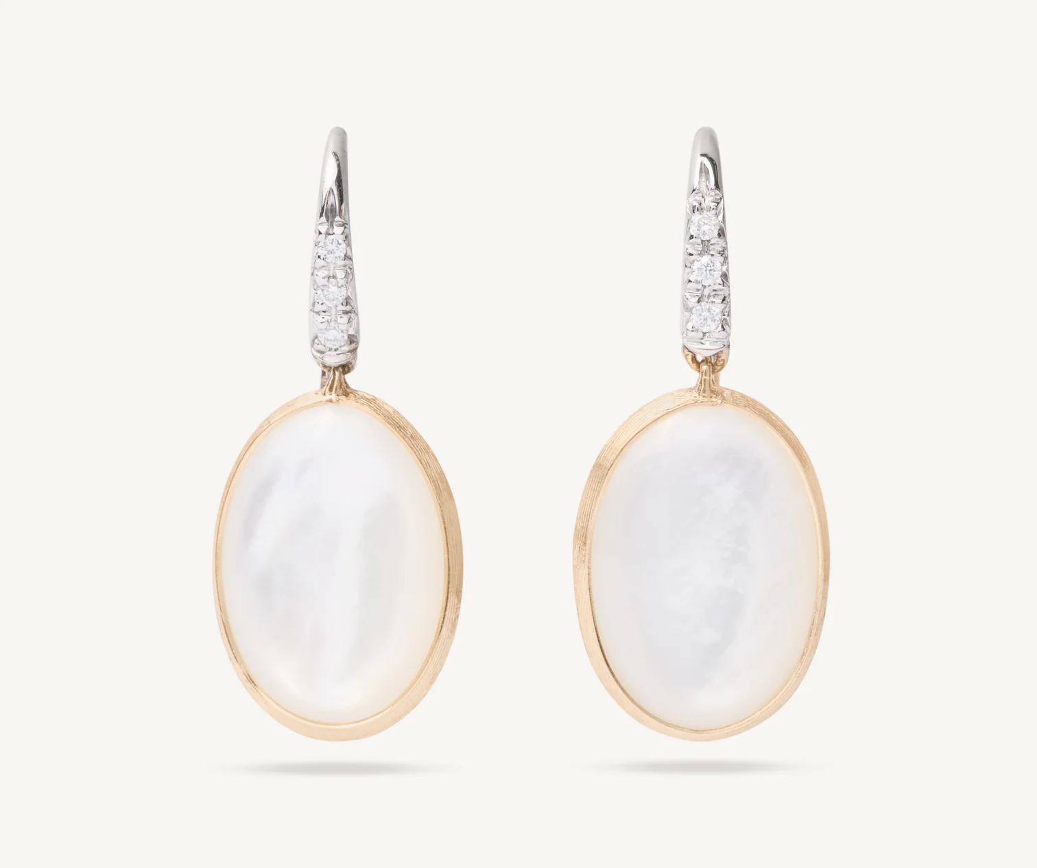 Marco Bicego Siviglia Mother of Pearl 18k Gold and Diamond French Hook Earrings - Orsini Jewellers