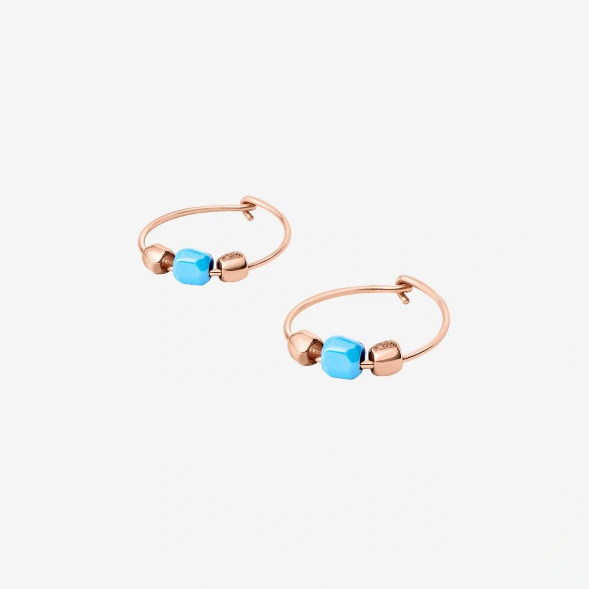 DoDo Earrings GRANELLI Hoop Mini Turquoise Ceramics and Rose Gold - Orsini Jewellers