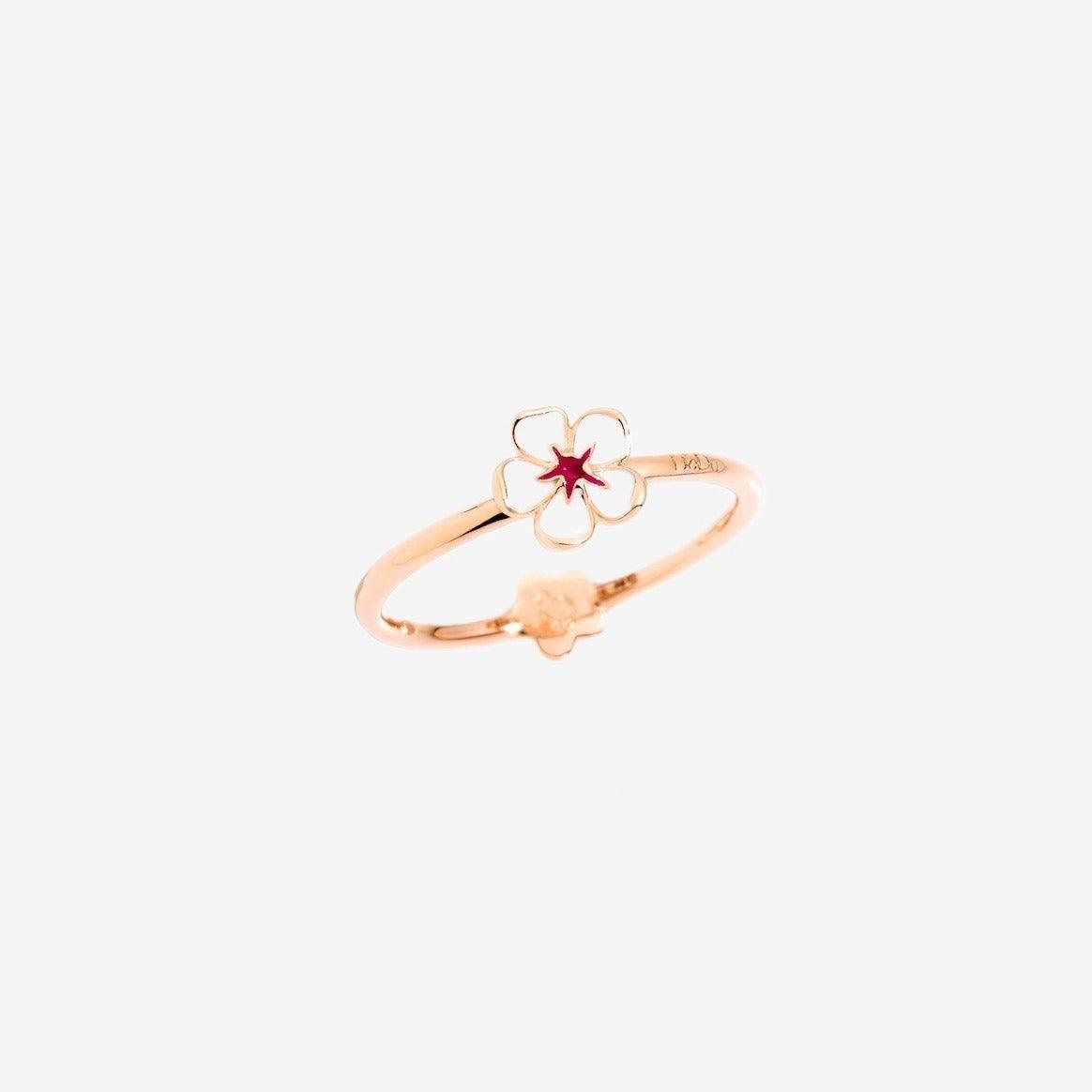 DoDo Ring CHERRY BLOSSOM Rose Gold White Enamel - Orsini Jewellers