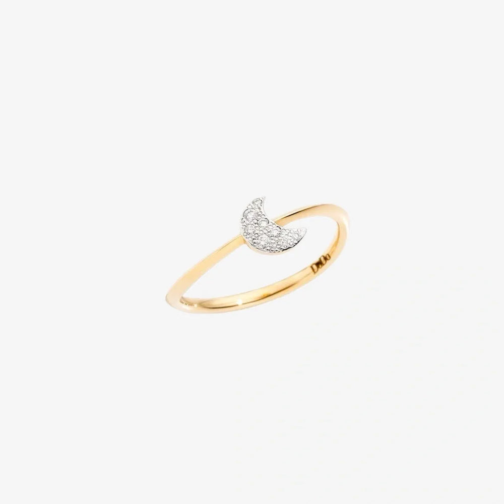 DoDo Ring MOON Diamonds and Yellow Gold - Mini