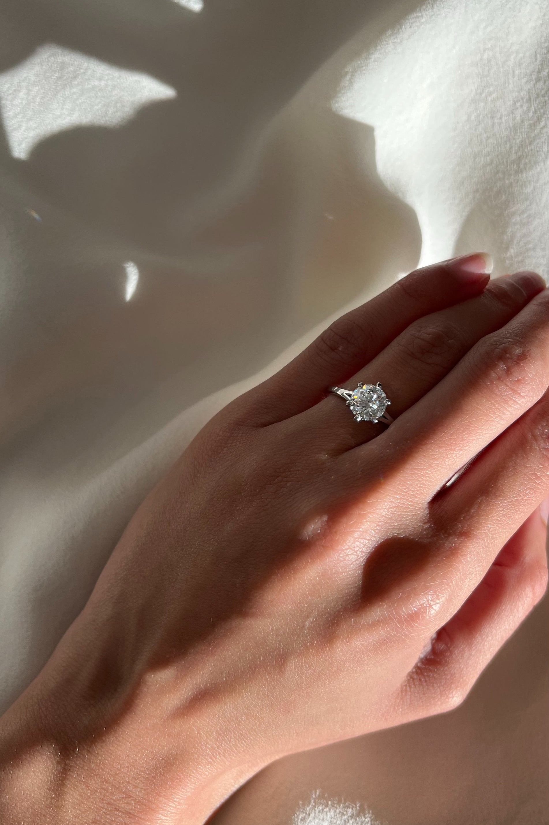 1.5 Carat Diamond Engagement Ring Worn on Hand Ducale Setting Orsini Fine Jewellery
