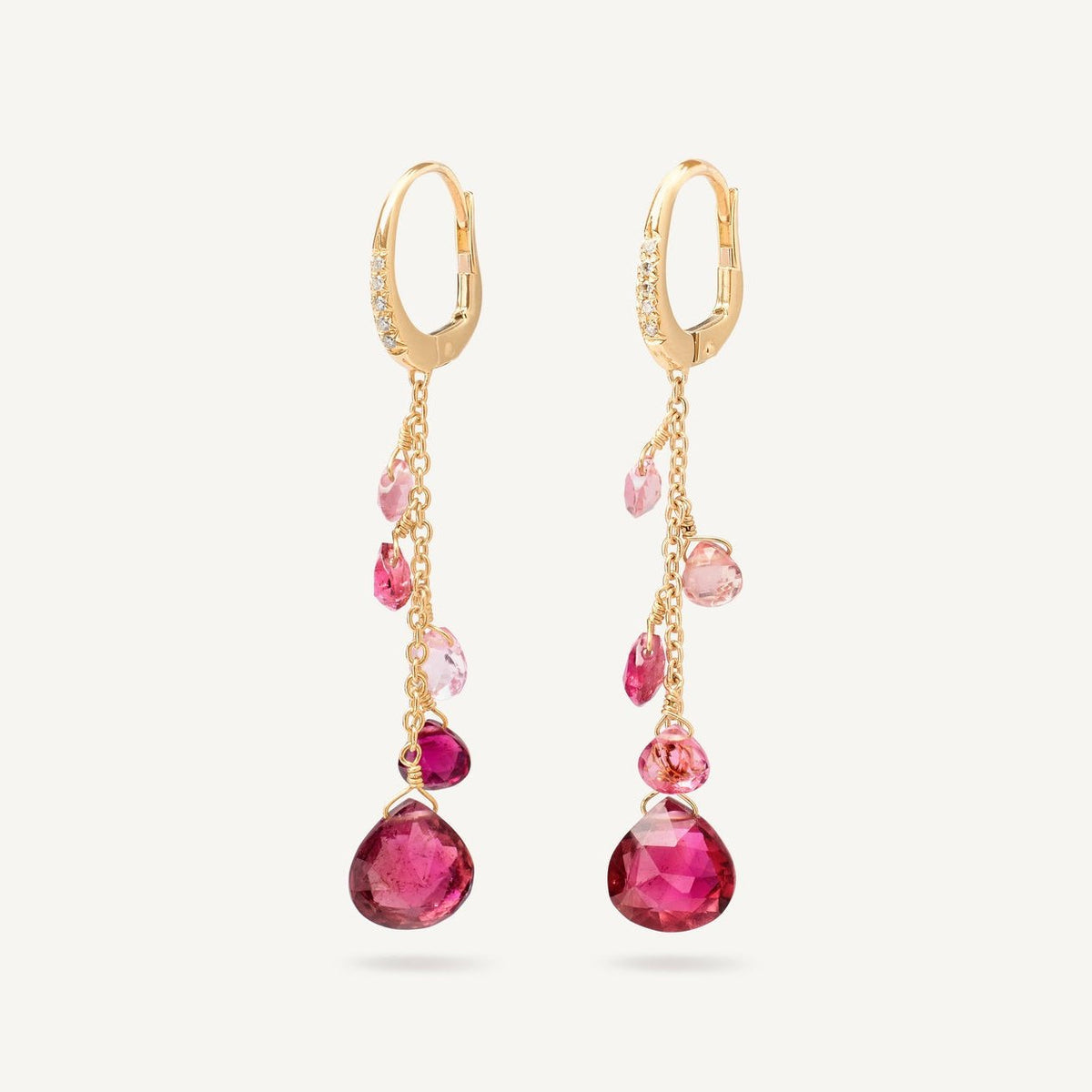 Marco Bicego 18k Gold Pink Tourmaline Earrings with Diamond Accent - Orsini Jewellers