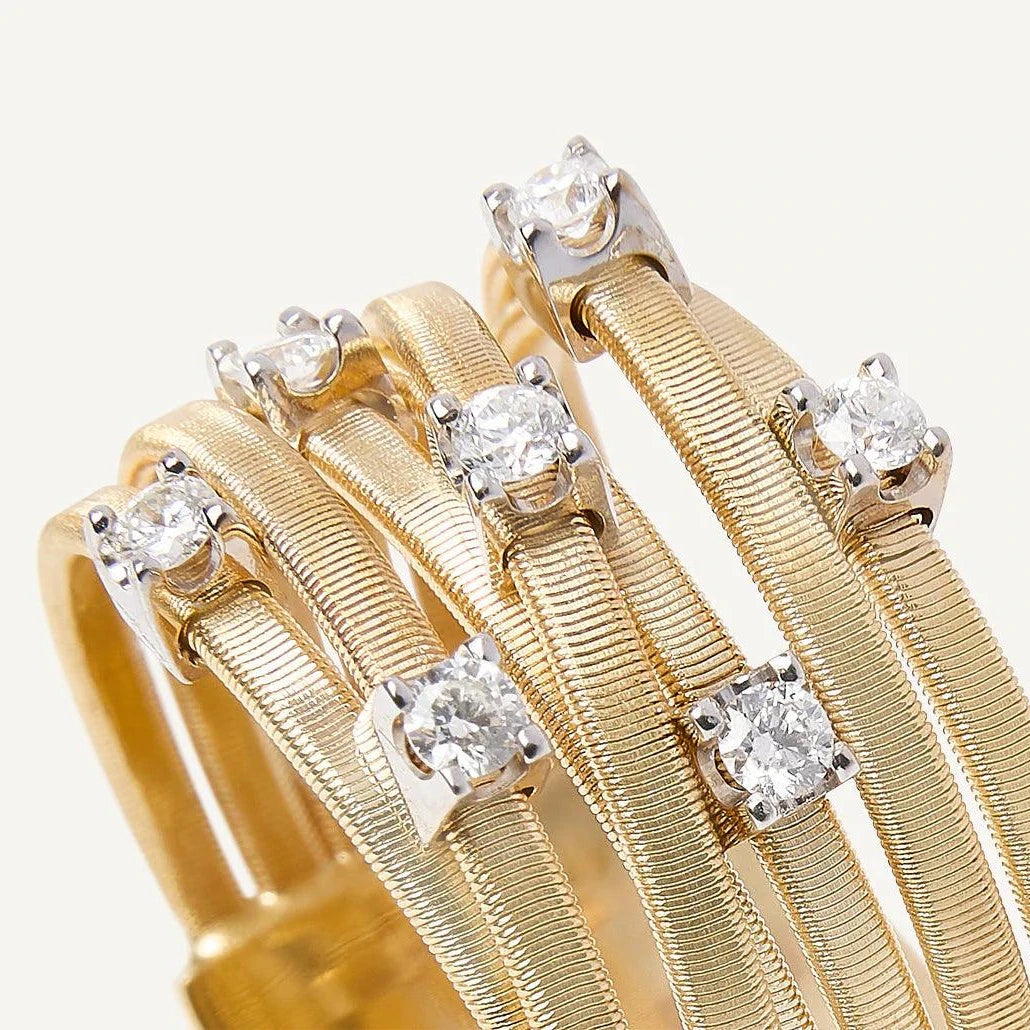 Marco Bicego Goa 18k Yellow Gold Diamond 7 Strand Ring - Orsini Jewellers